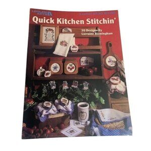 Leisure Arts Quick Kitchen Stitchin Cross Stitch Design Book 30 Patterns Vintage